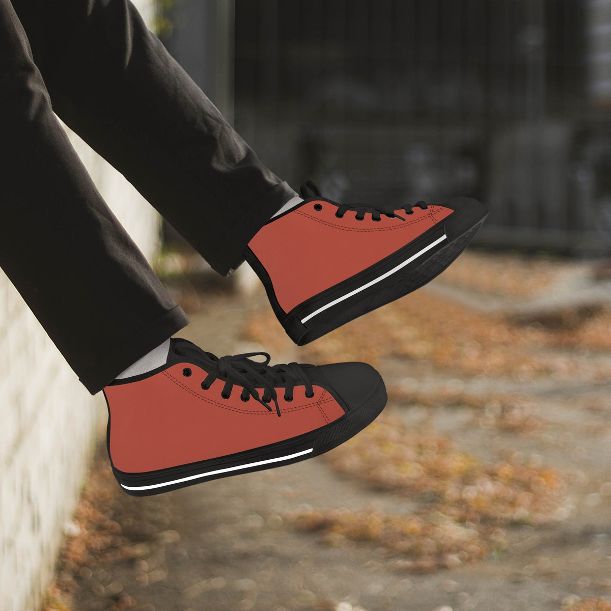 Crake High Top Orange laced custom prints canvas shoes