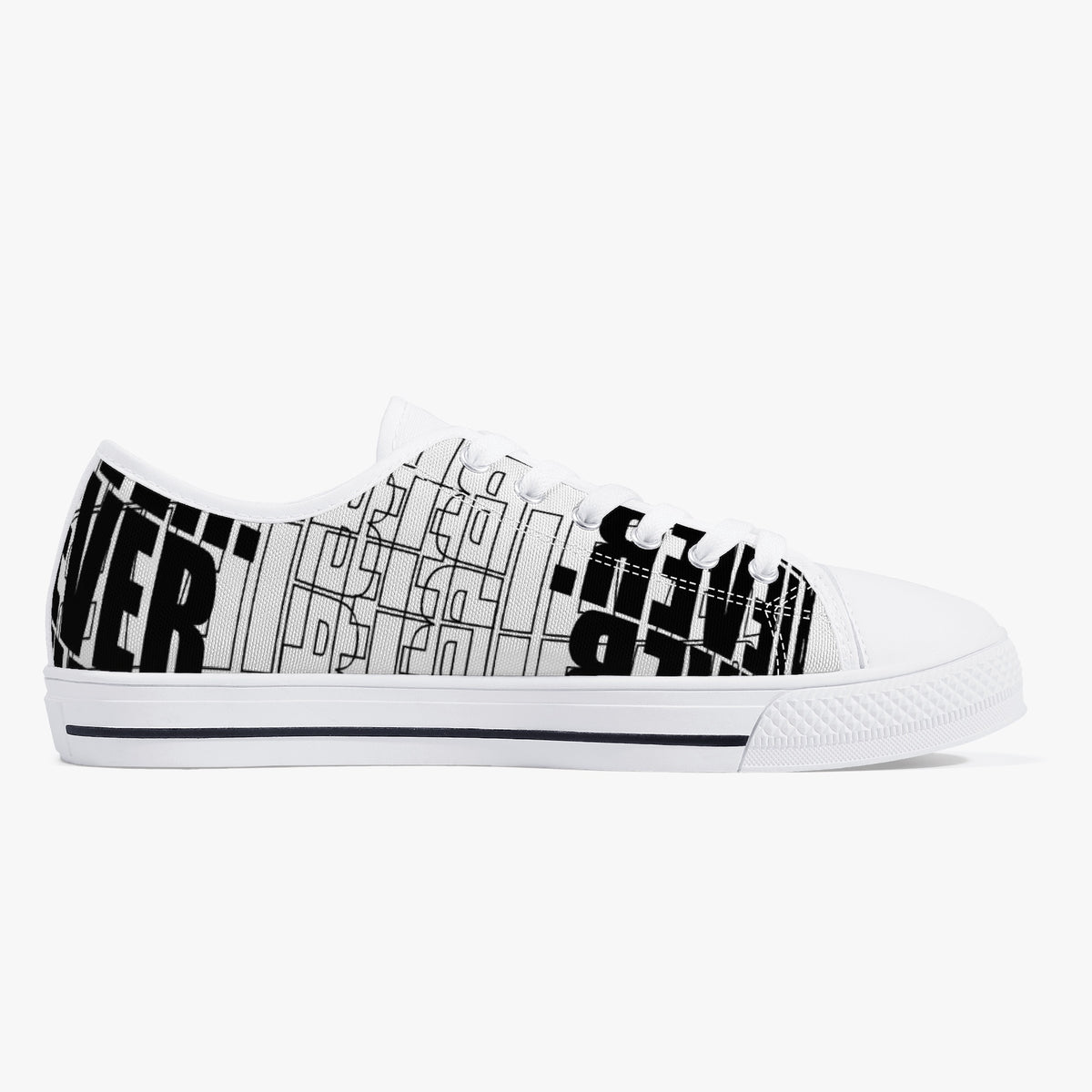 Crake Low Top Never Belle laced custom prints canvas shoes