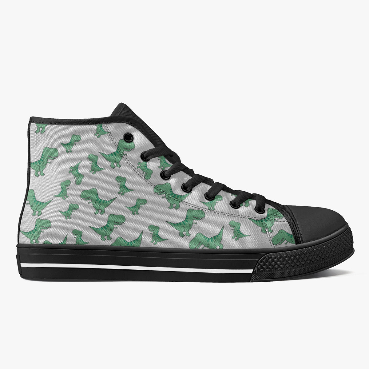 Crake High Top Green Dinosaurs laced custom prints canvas shoes