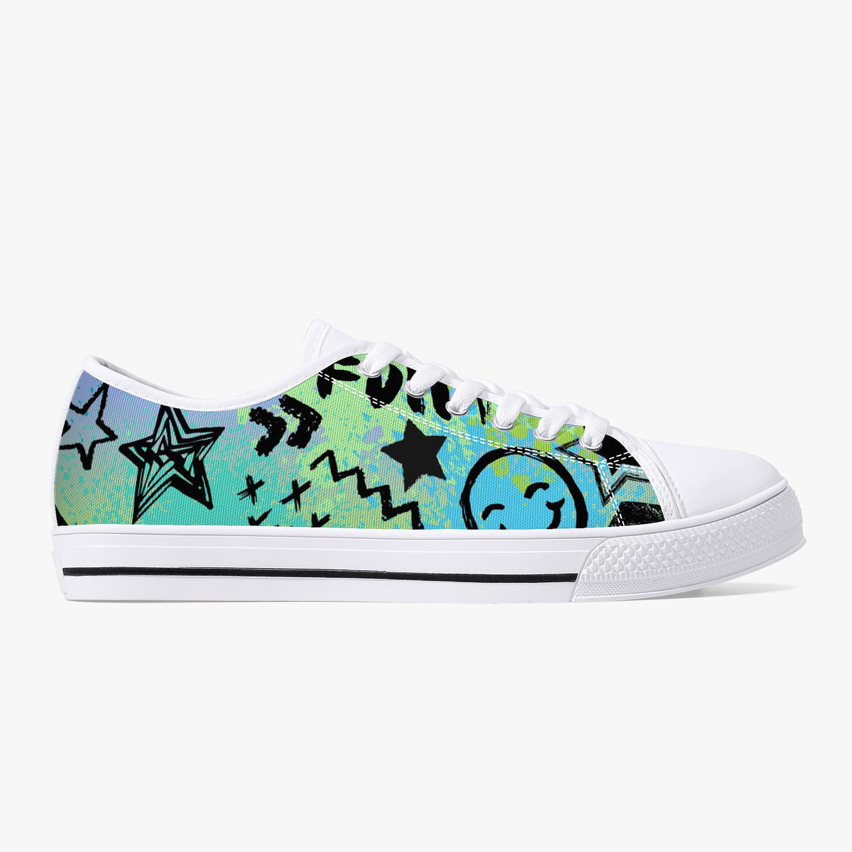 Crake Low Top FX Graffiti laced custom prints canvas shoes