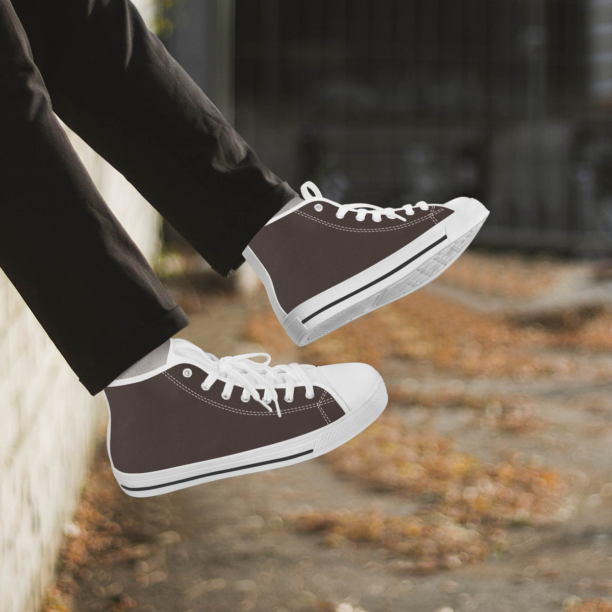 Crake High Top Cocoa laced high top plain color canvas shoes