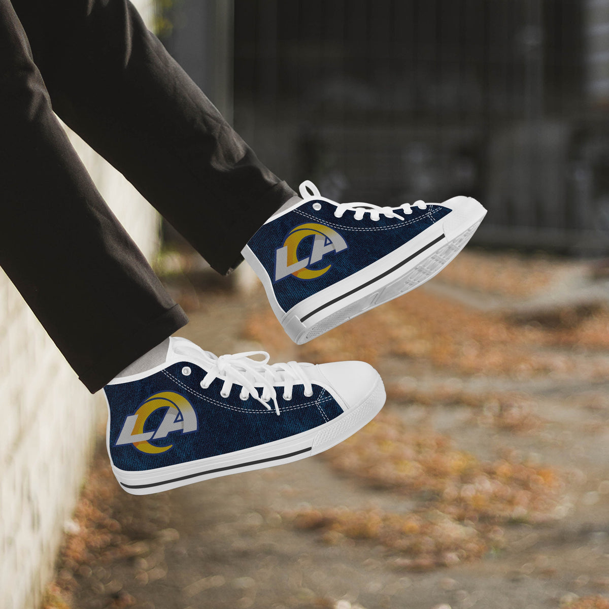 Crake High Top LA laced custom prints canvas shoes