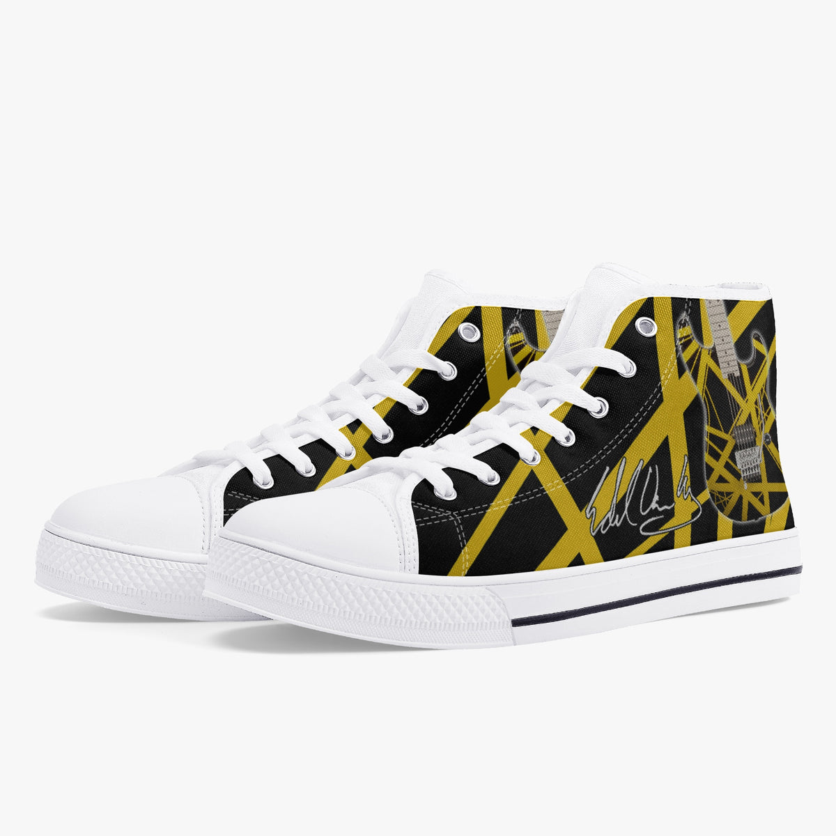 Crake High Top Yellow Guitar laced custom prints canvas shoes