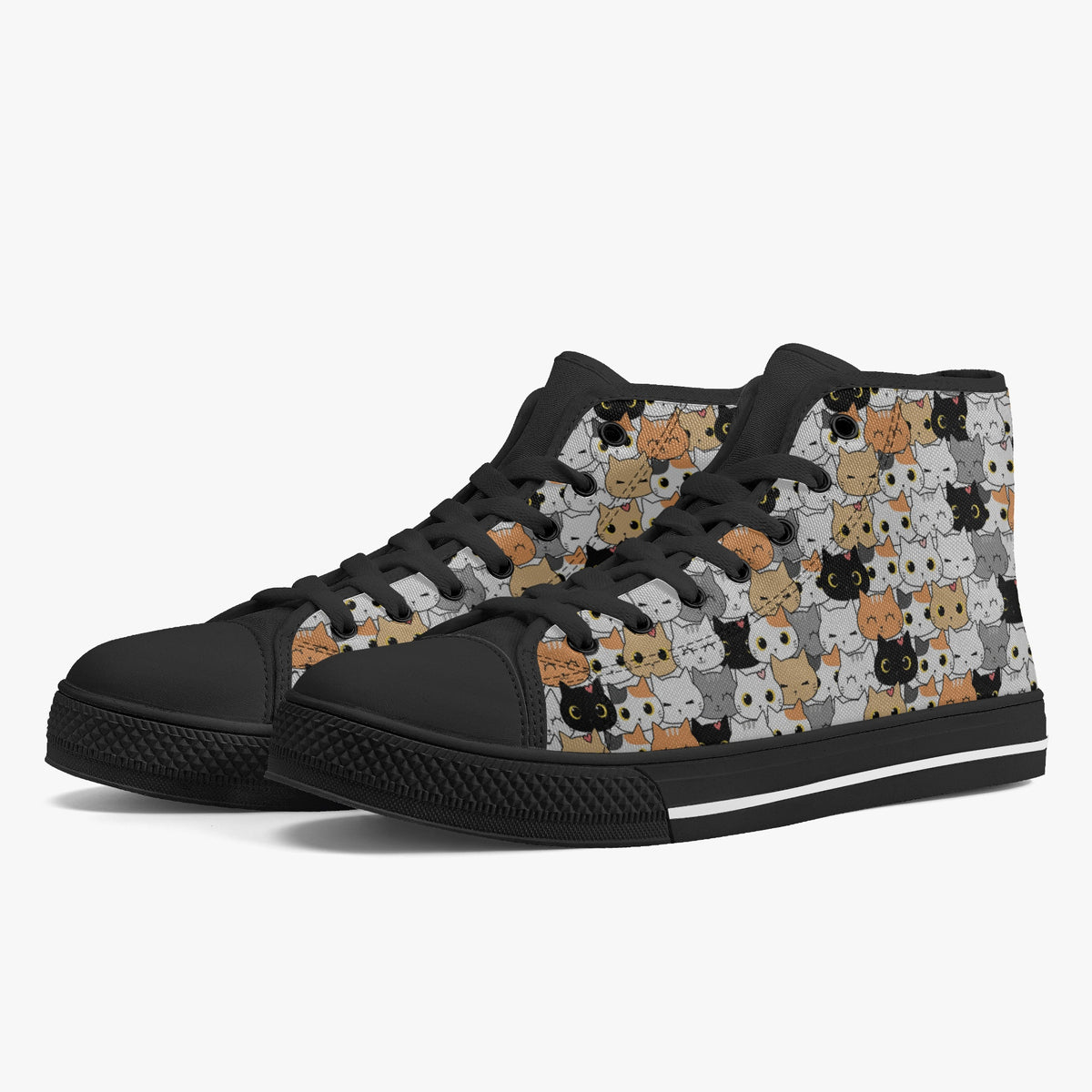 Crake High Top Cats laced custom prints canvas shoes