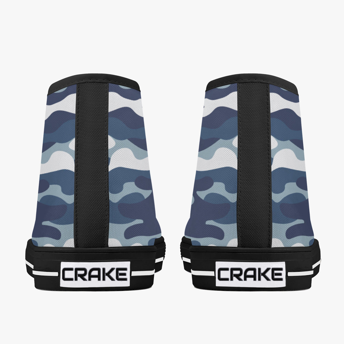 Crake High Top White Camo laced custom prints canvas shoes