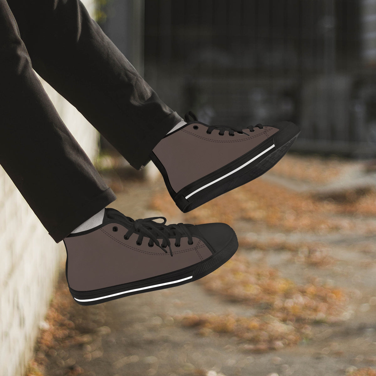 Crake High Top Cocoa laced high top plain color canvas shoes