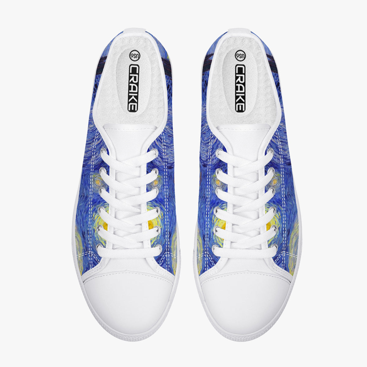 Crake Low Top Starry Night laced custom prints canvas shoes
