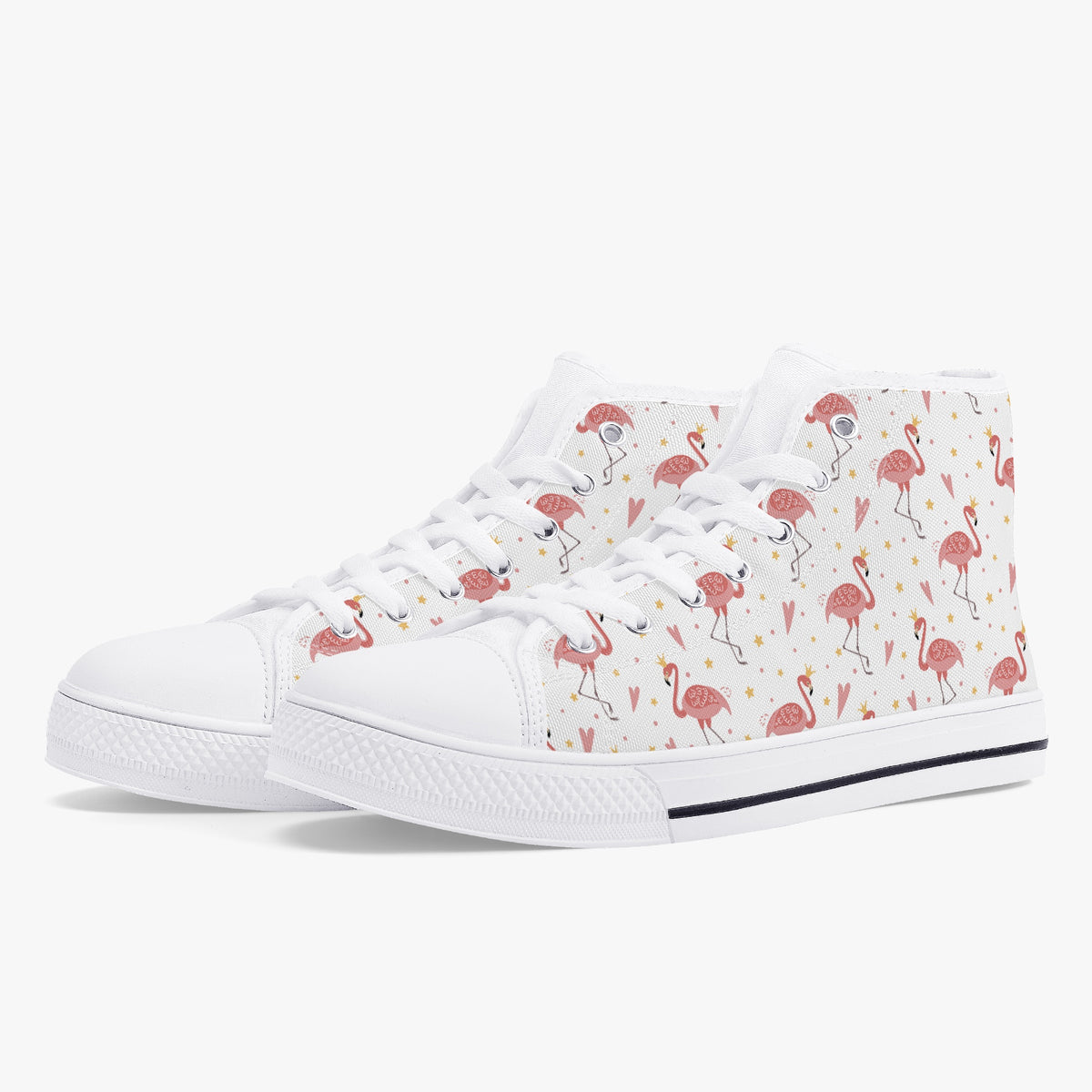 Crake High Top Flamingos laced custom prints canvas shoes