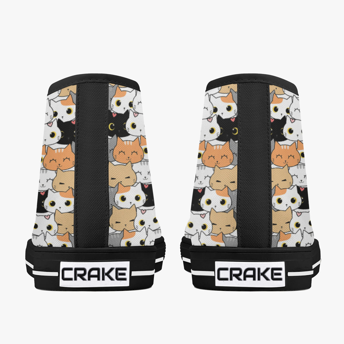 Crake High Top Cats laced custom prints canvas shoes