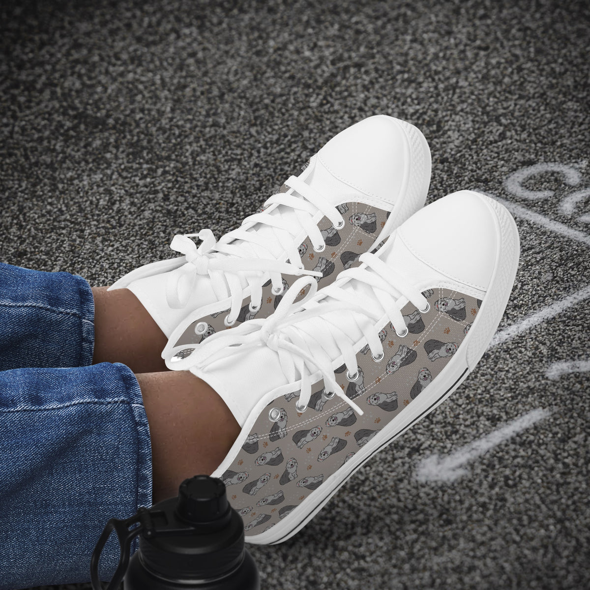 Crake High Top The White Dogs laced custom prints canvas shoes