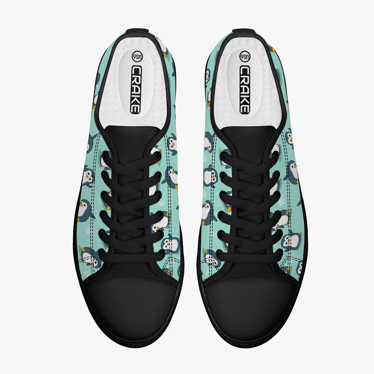 Crake Low Top Penguins laced custom prints canvas shoes
