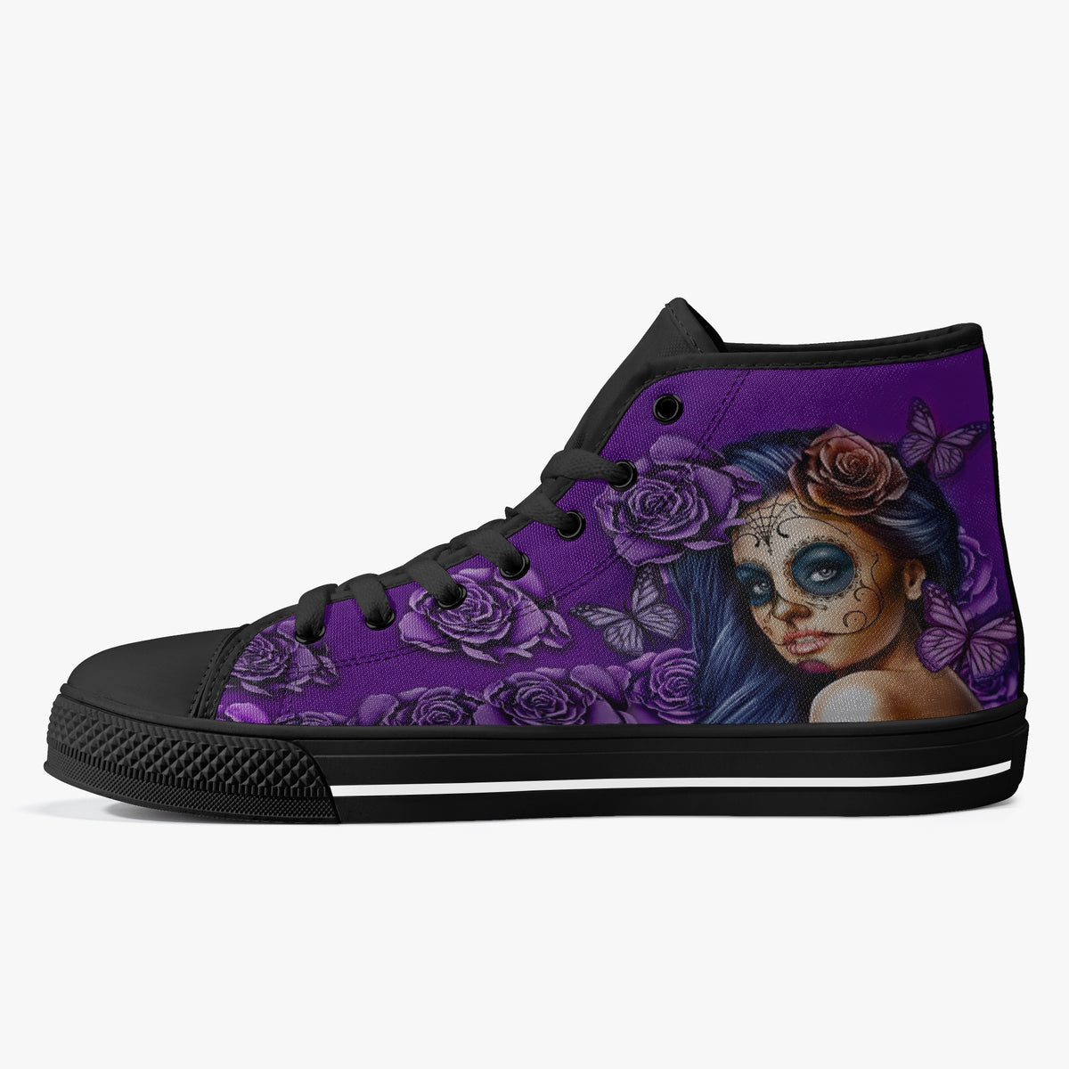 Crake High Top Purple Rose laced custom prints canvas shoes