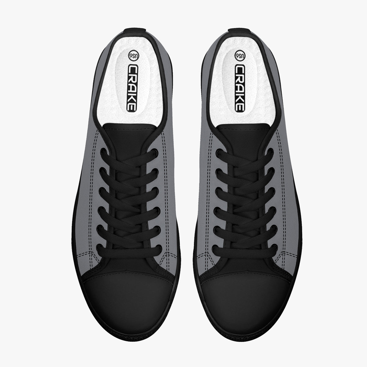 Crake Low Top Grey laced low top plain color canvas shoes