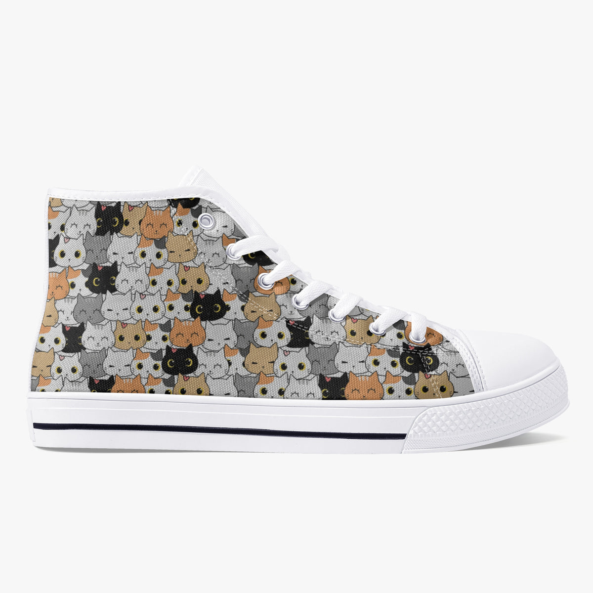Crake High Top Cats laced custom prints canvas shoes