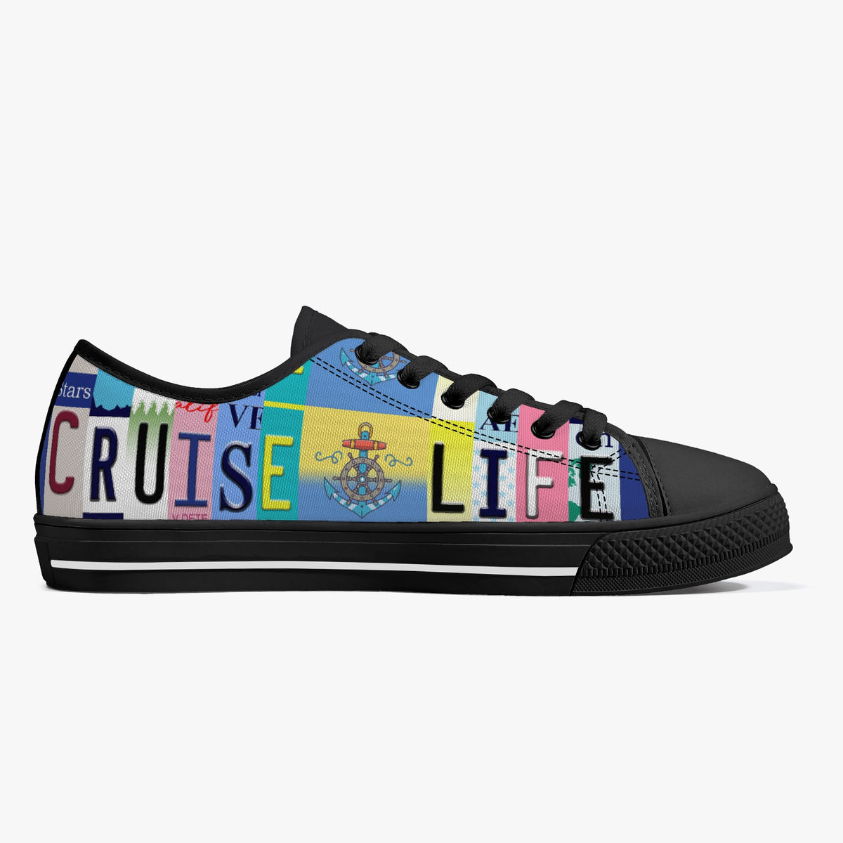 Crake Low Top Cruise Life laced custom prints canvas shoes