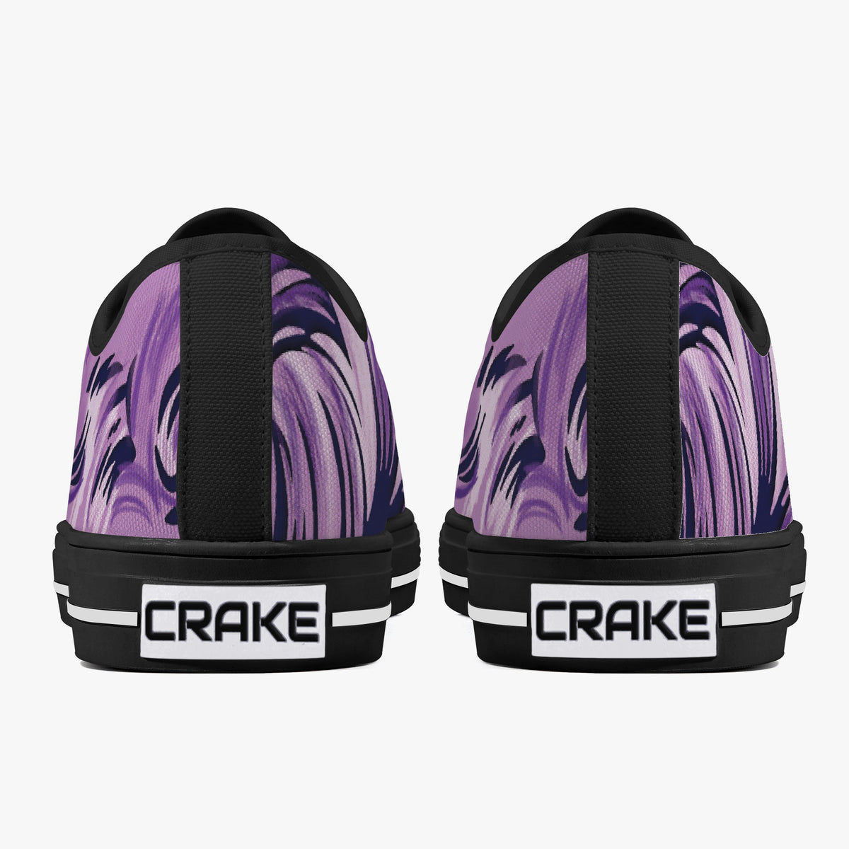 Crake Low Top Purple Waves laced custom prints canvas shoes