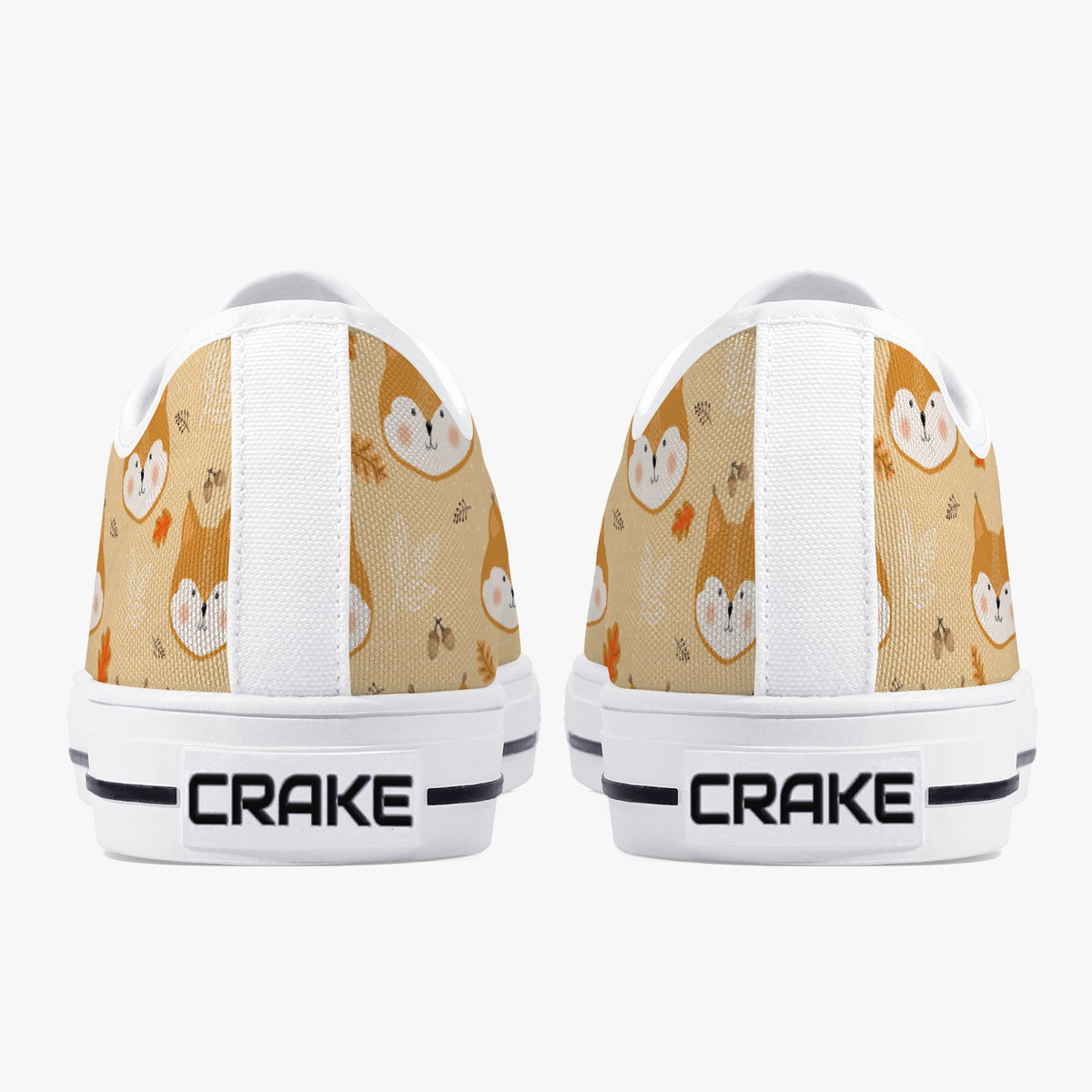Crake Low Top Inu Shiba laced custom prints canvas shoes