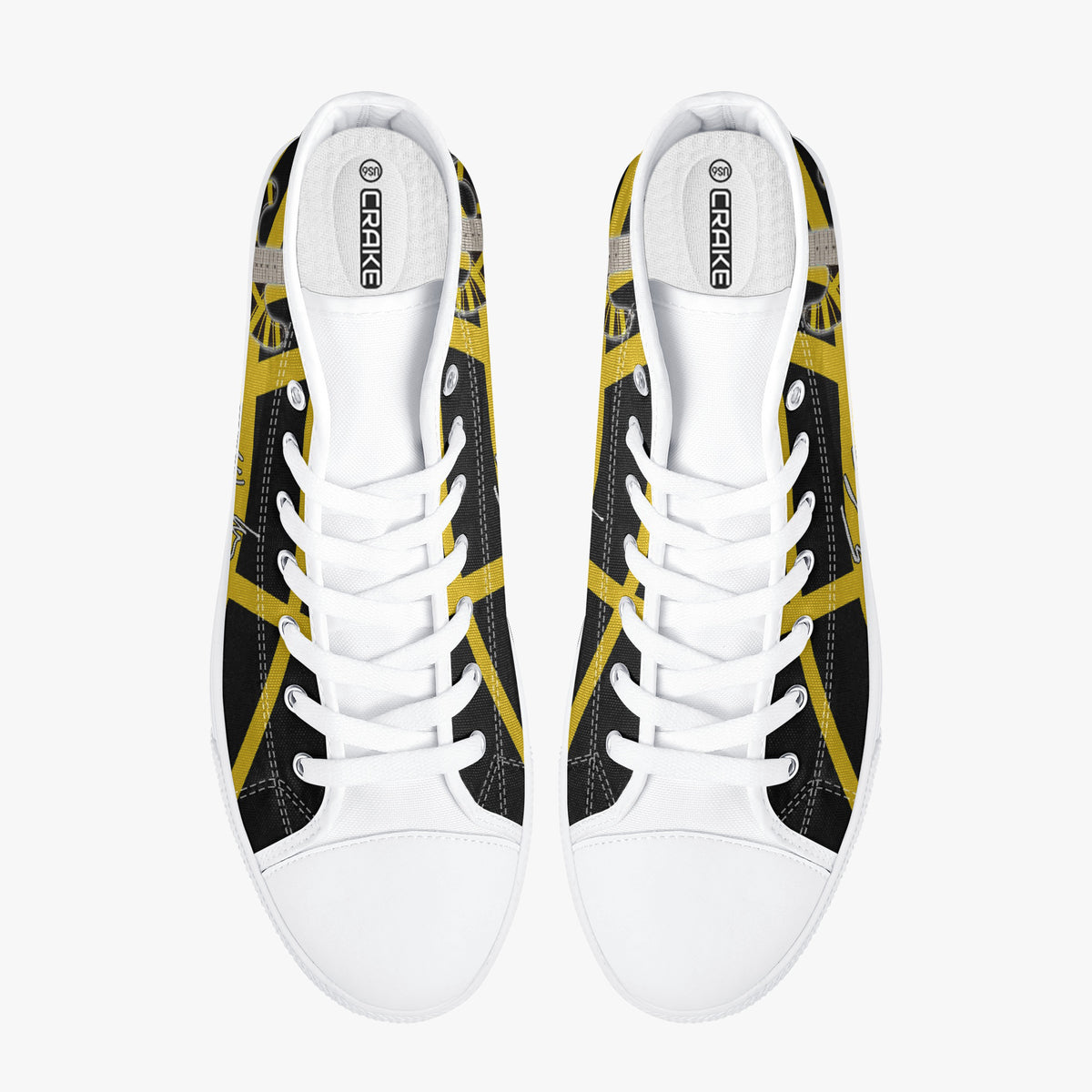 Crake High Top Yellow Guitar laced custom prints canvas shoes