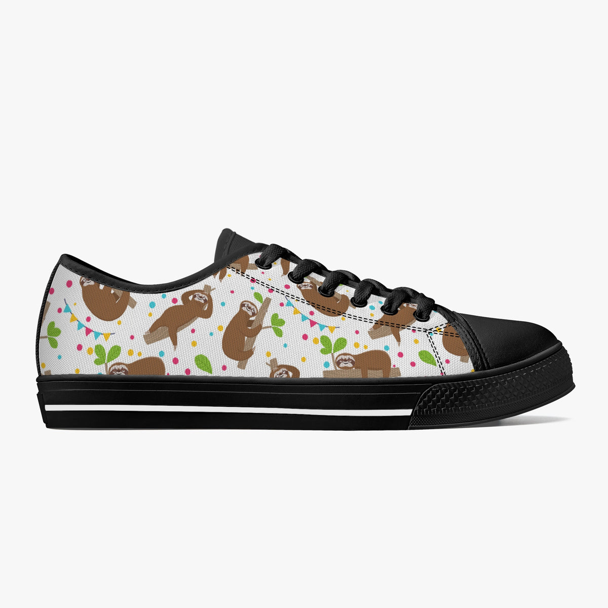 Crake Low Top Sloths laced custom prints canvas shoes