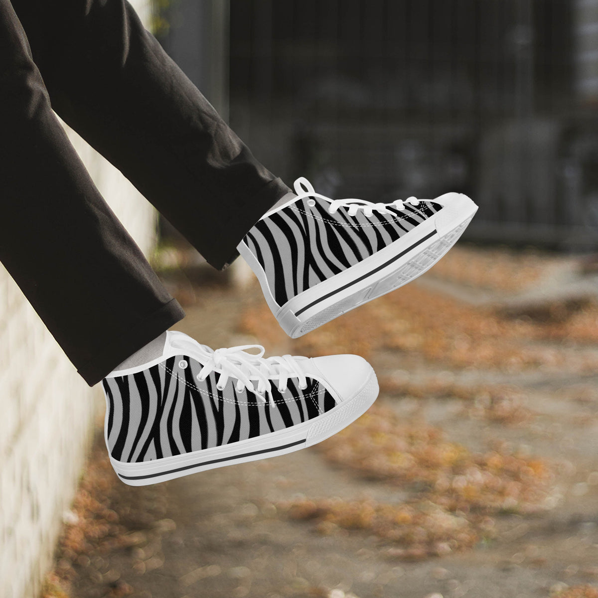 Crake High Top Zebra laced custom prints canvas shoes