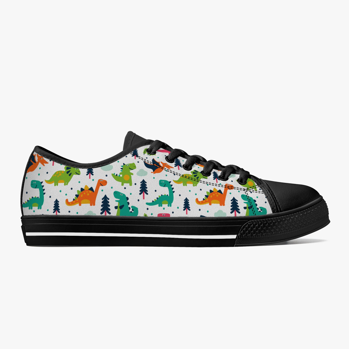 Crake Low Top Dinasaurs laced custom prints canvas shoes