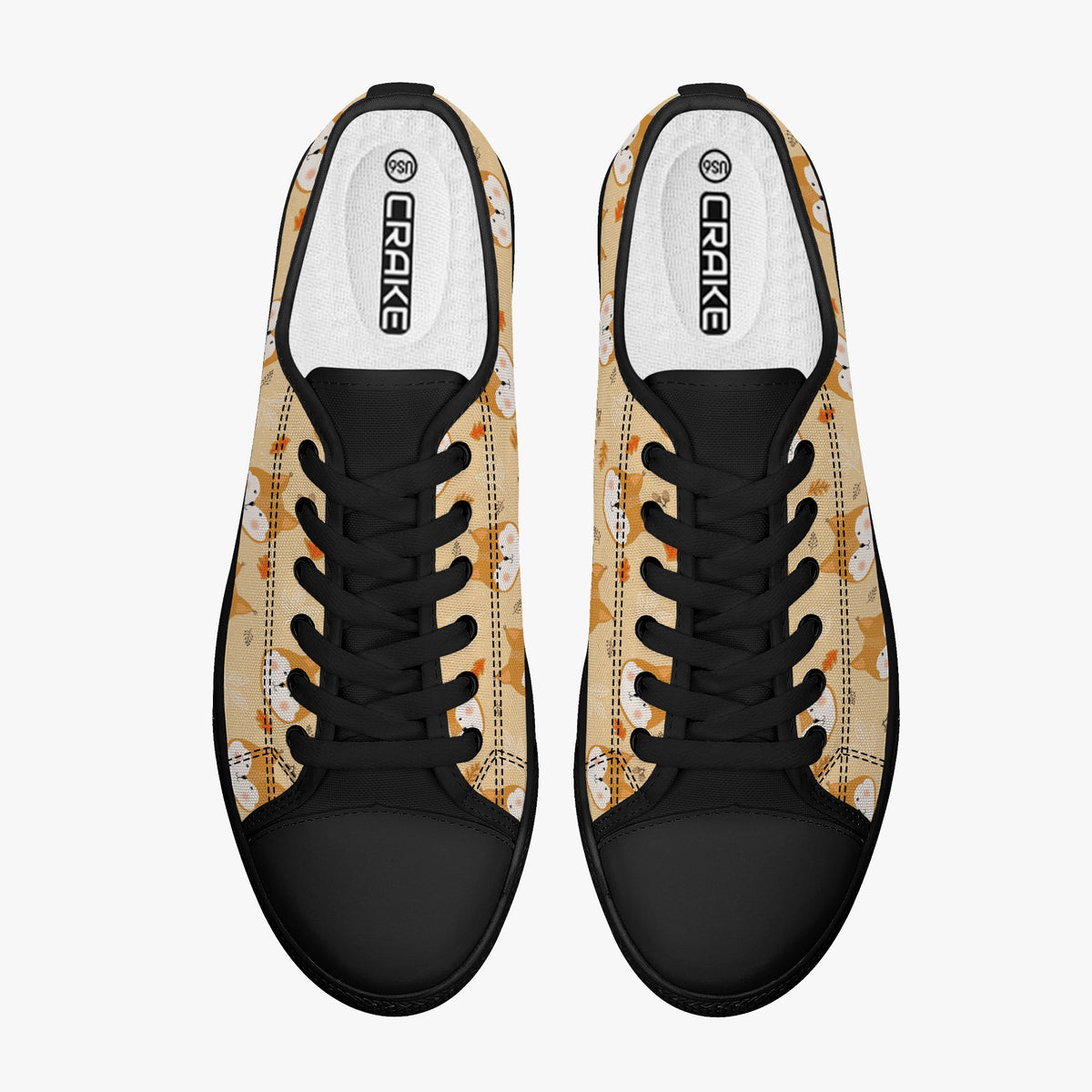 Crake Low Top Inu Shiba laced custom prints canvas shoes