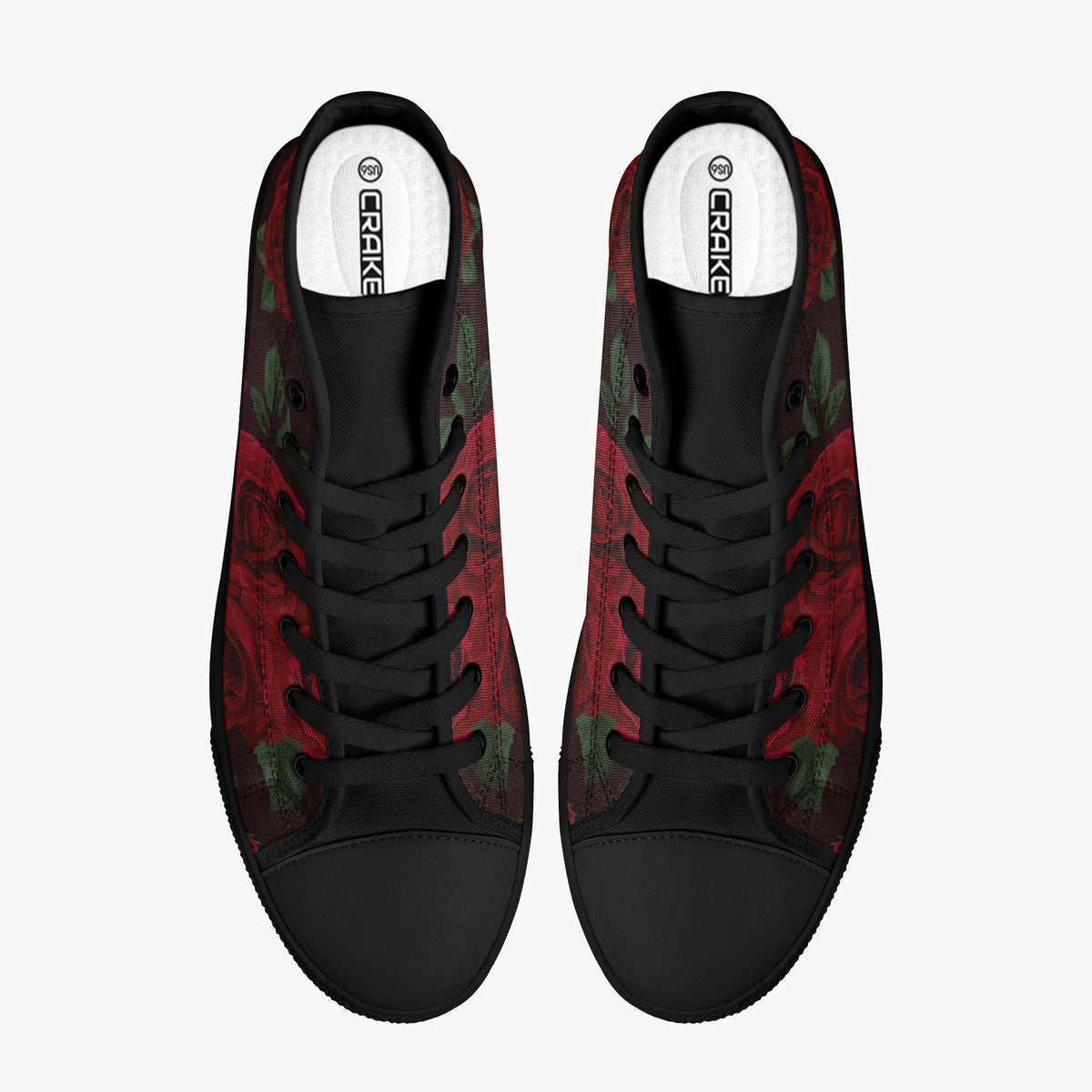 Crake High Top Roses laced custom prints canvas shoes