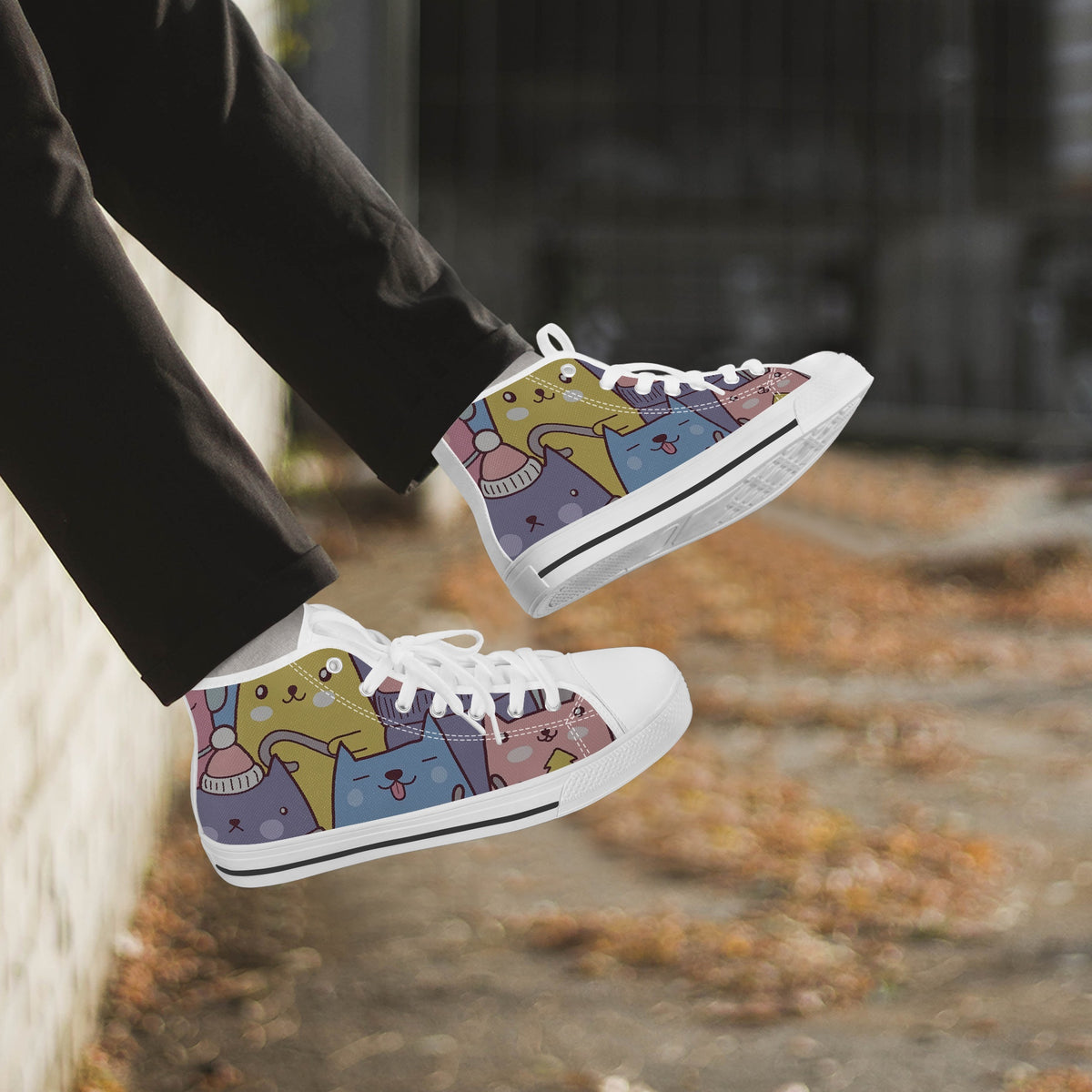 Crake High Top Doo Doo Cats laced custom prints canvas shoes