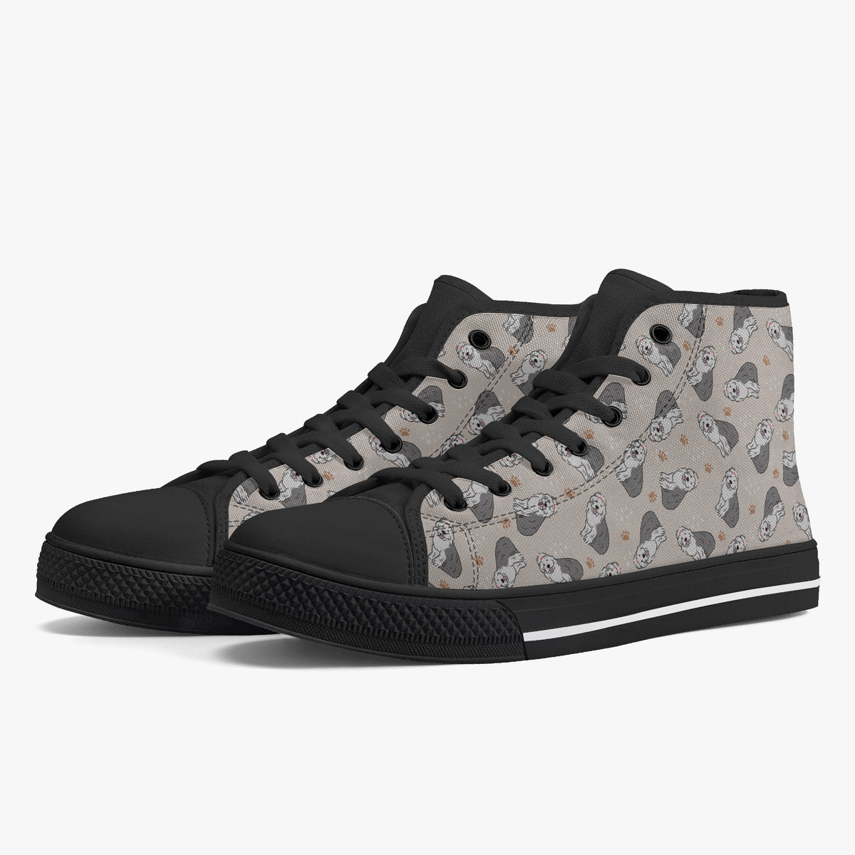 Crake High Top The White Dogs laced custom prints canvas shoes