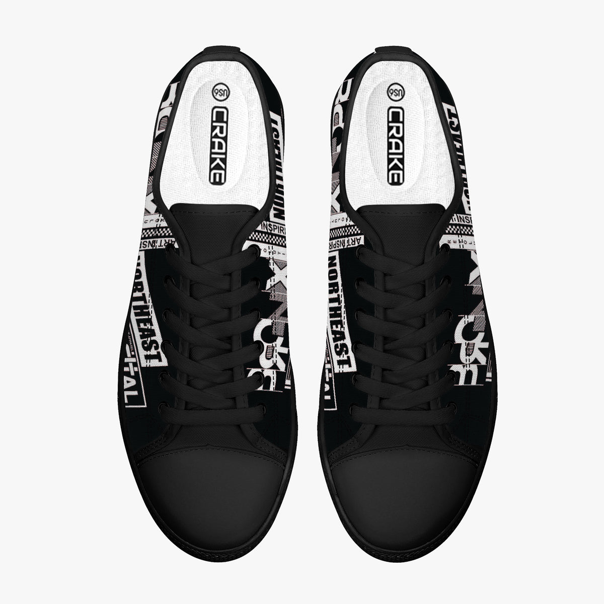 Crake Low Top Bronx and Brooklyn laced custom prints canvas shoes