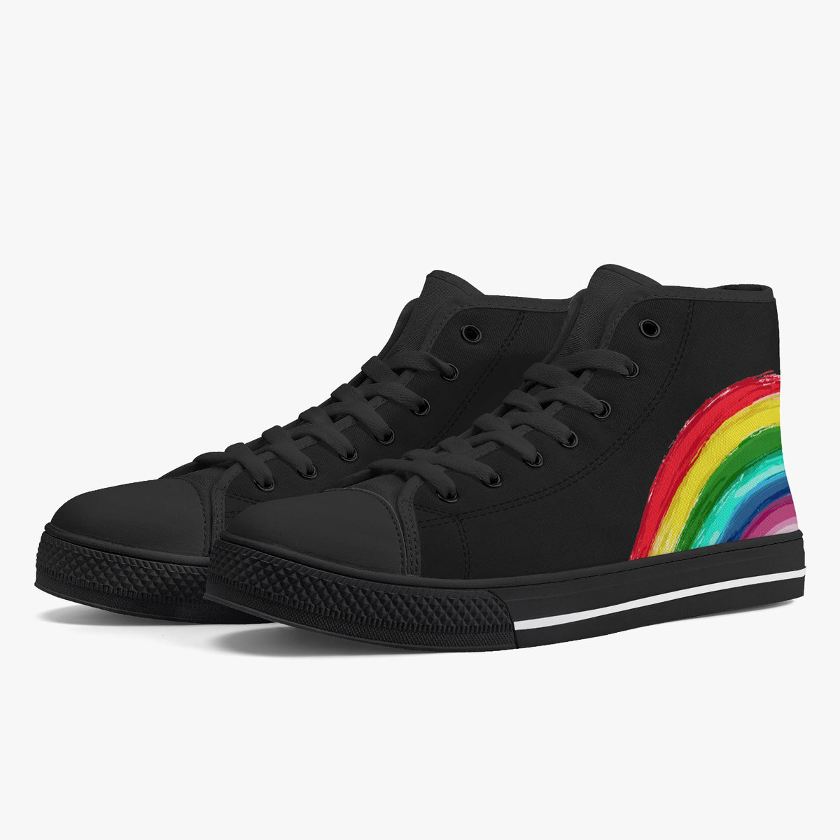 Crake High Top Rainbow 3 laced custom prints canvas shoes