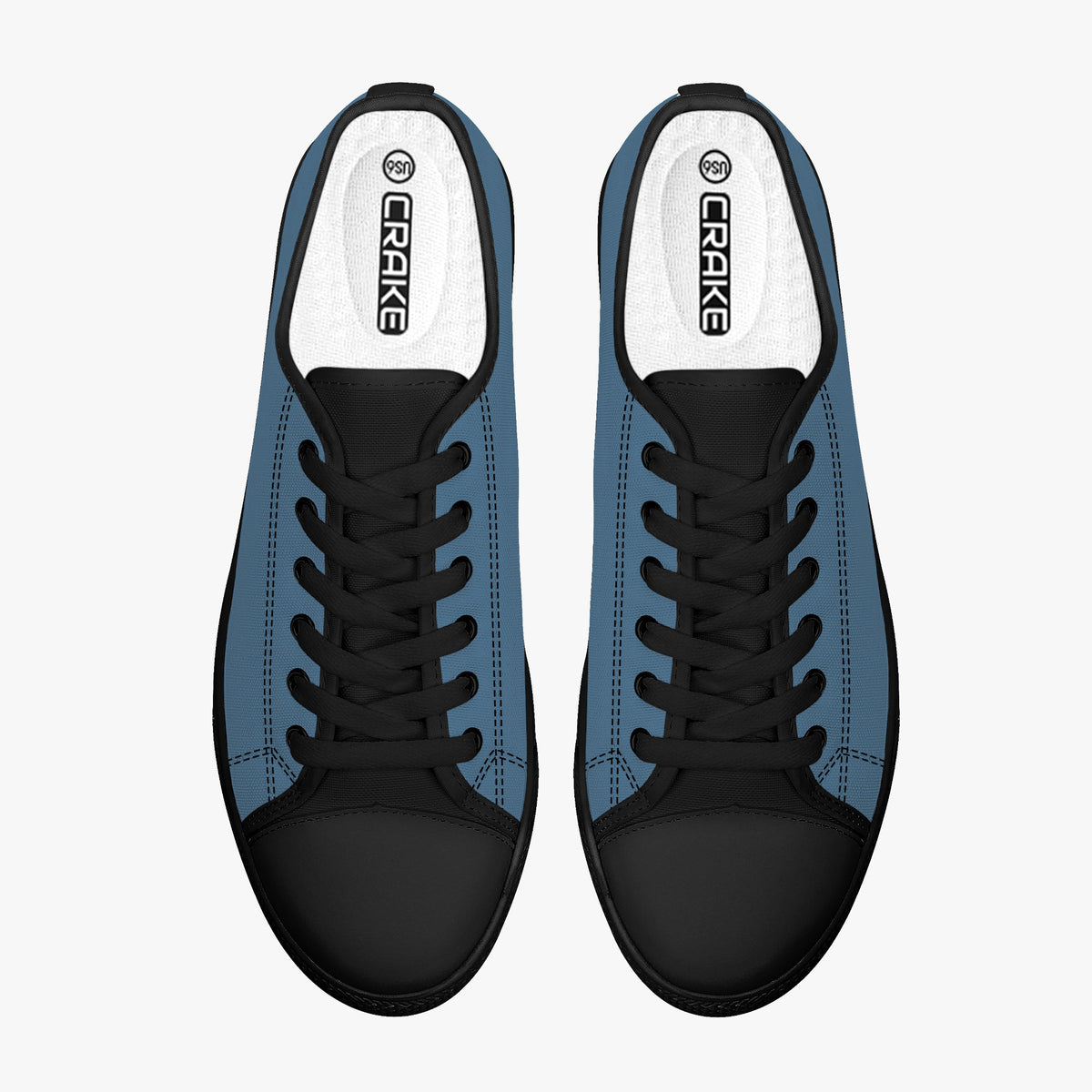 Crake Low Top Navy laced low top plain color canvas shoes