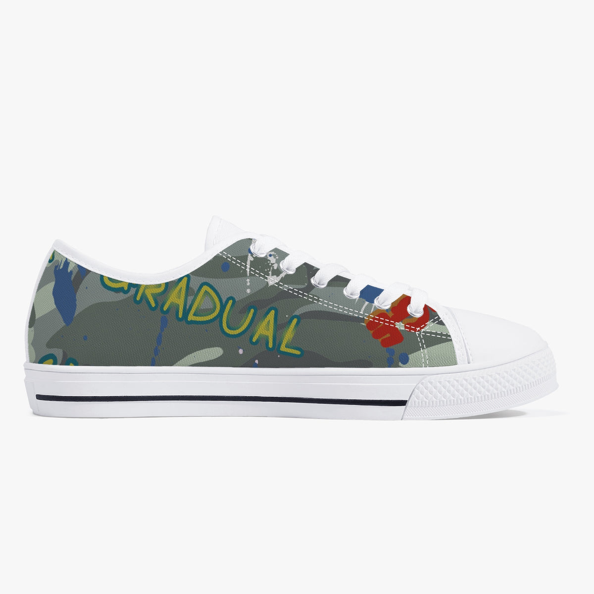 Crake Low Top Gradual laced custom prints canvas shoes