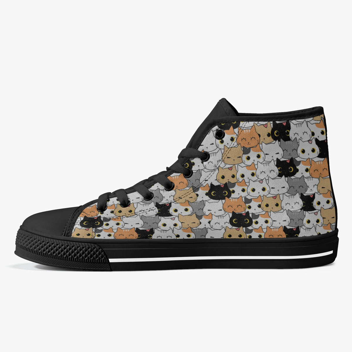 Crake High Top Cats laced custom prints canvas shoes