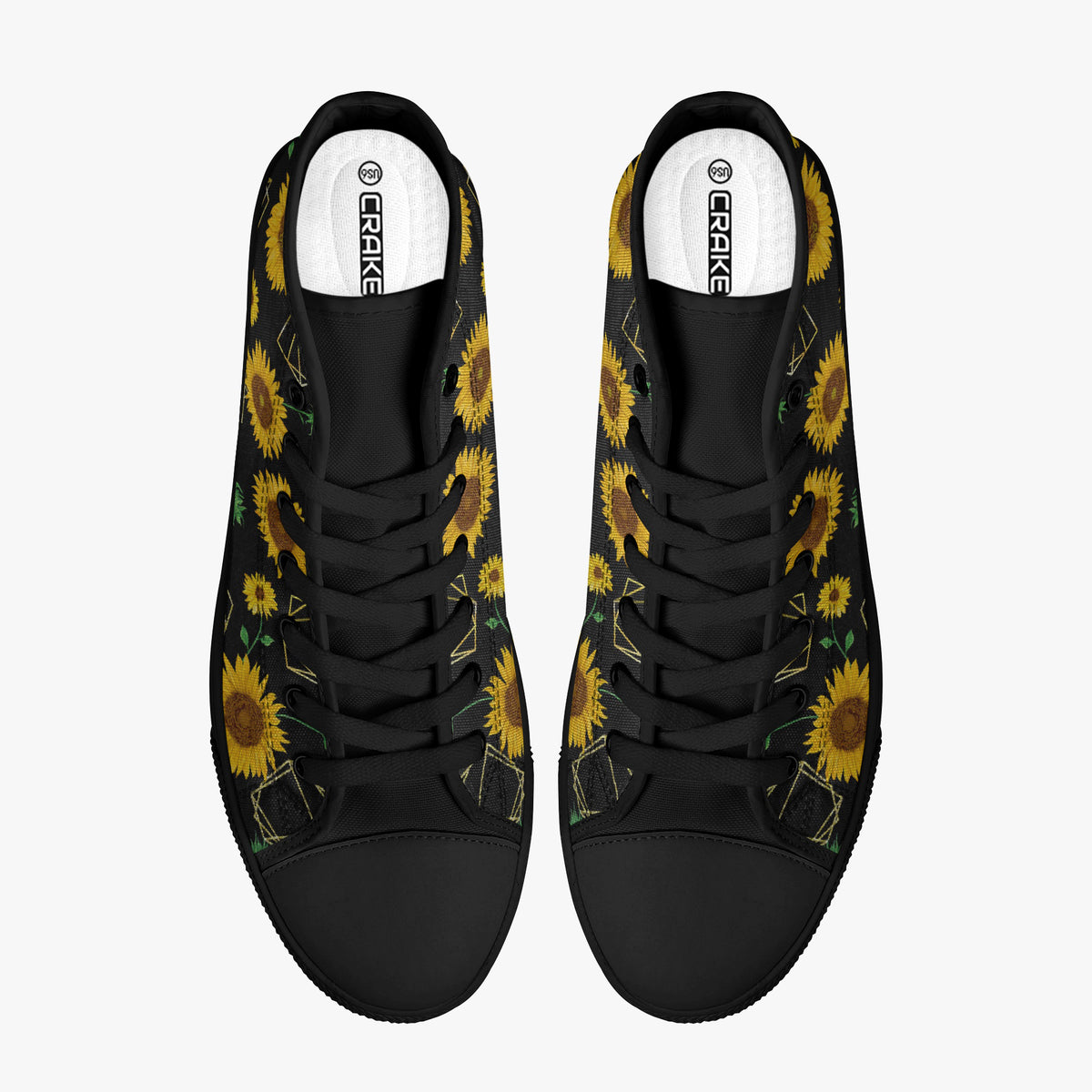Crake High Top Sunflowers 2 laced custom prints canvas shoes