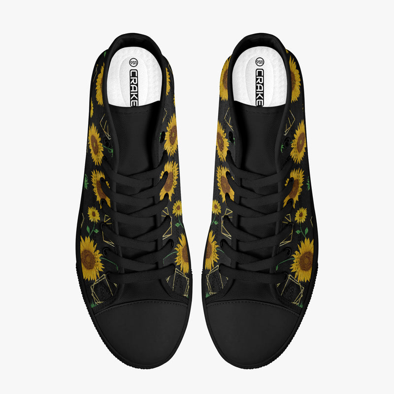 Crake High Top Sunflowers 2 laced custom prints canvas shoes at RM MYR289