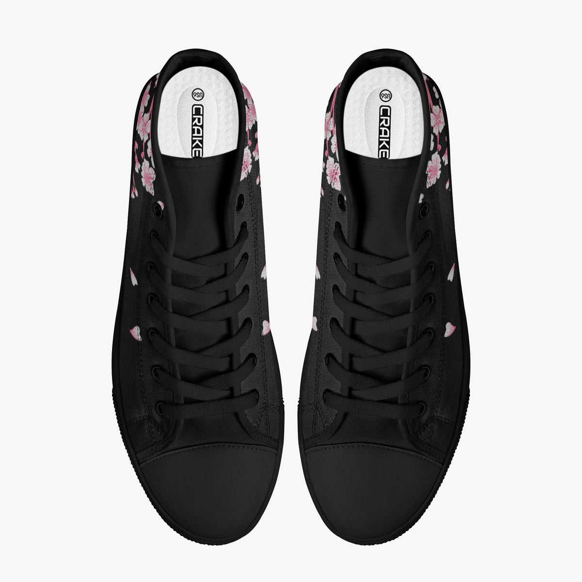 Crake High Top Sakura Black Tree laced custom prints canvas shoes