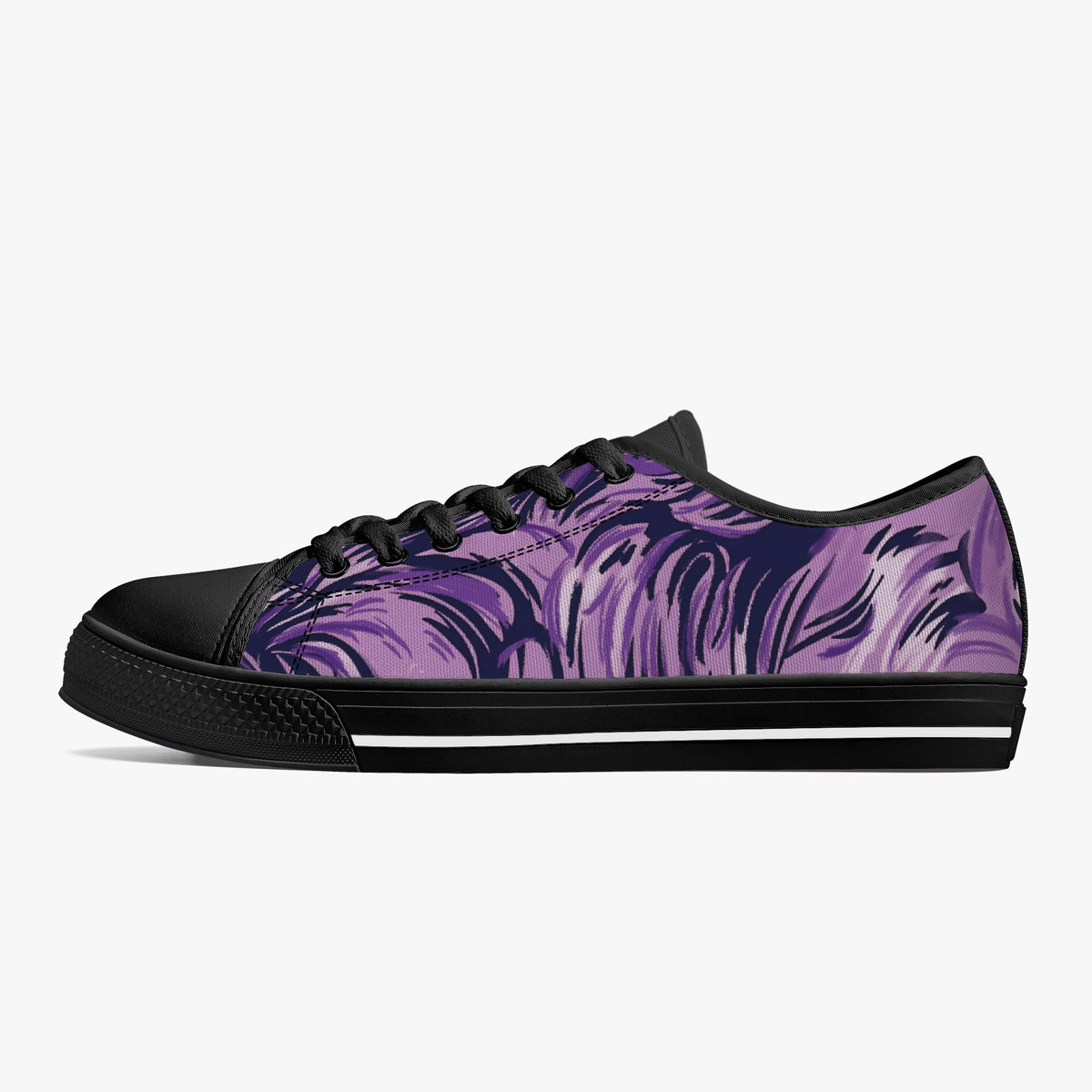 Crake Low Top Purple Waves laced custom prints canvas shoes
