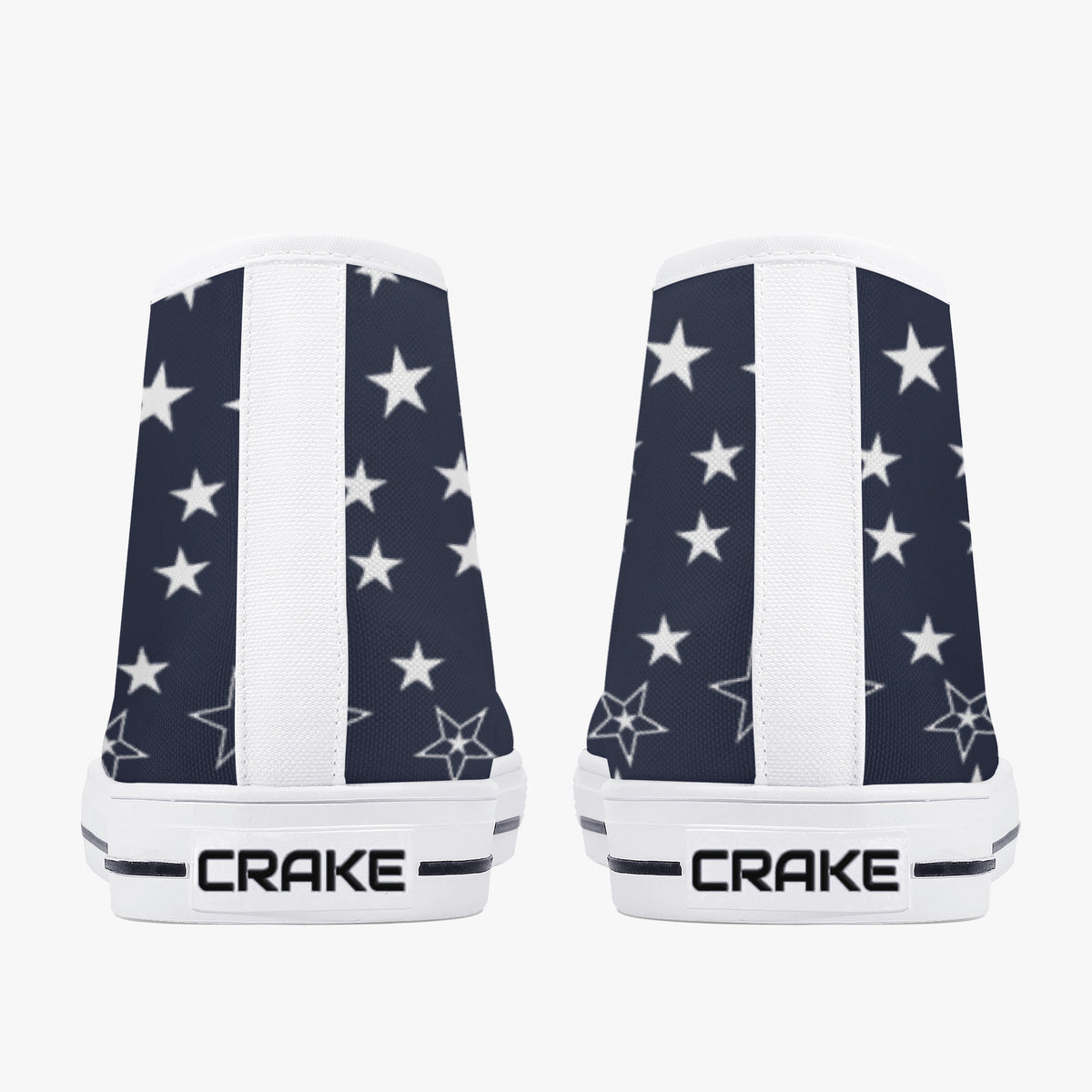 Crake High Top White Stars laced custom prints canvas shoes