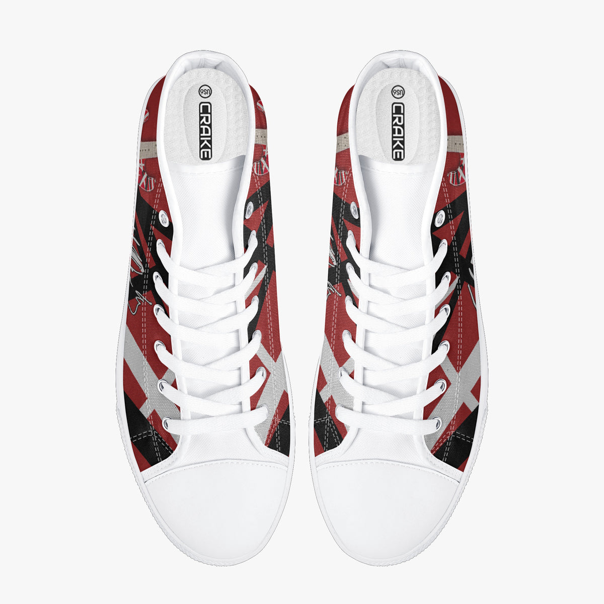 Crake High Top Red Guitar laced custom prints canvas shoes