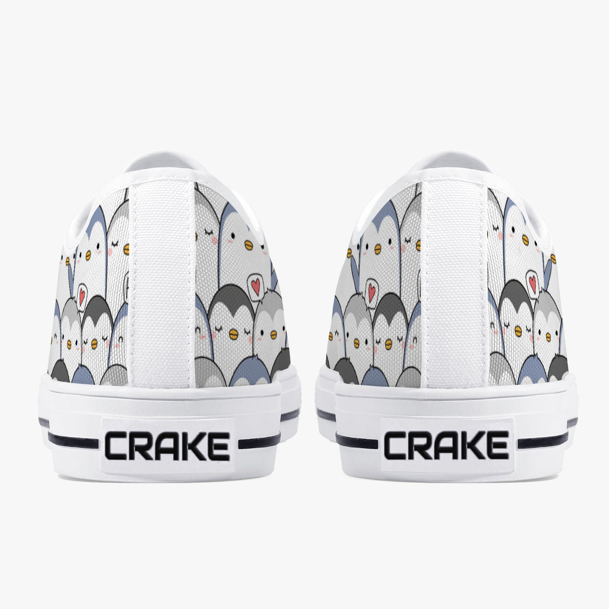 Crake Low Top Hello Penguins laced custom prints canvas shoes