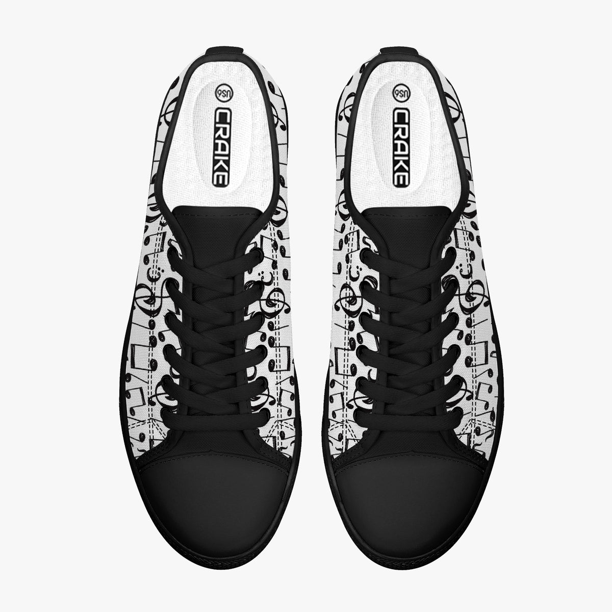 Crake Low Top Music laced custom prints canvas shoes