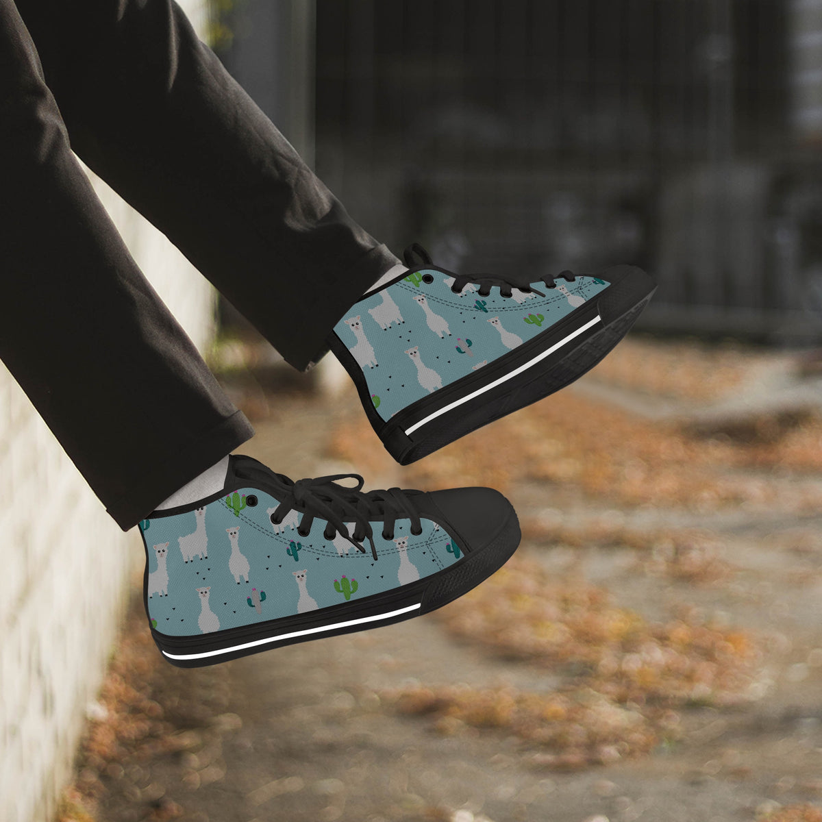 Crake High Top Alpaca 2 laced custom prints canvas shoes