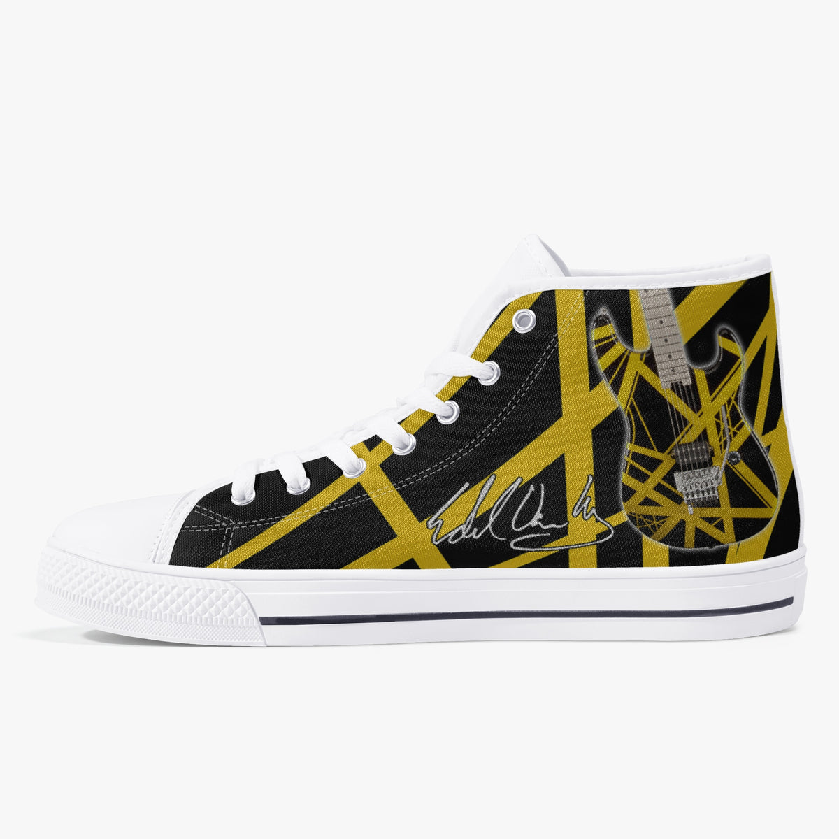 Crake High Top Yellow Guitar laced custom prints canvas shoes