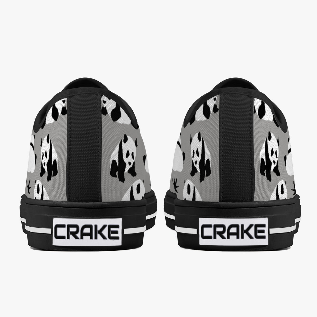 Crake Low Top Grey Panda laced custom prints canvas shoes