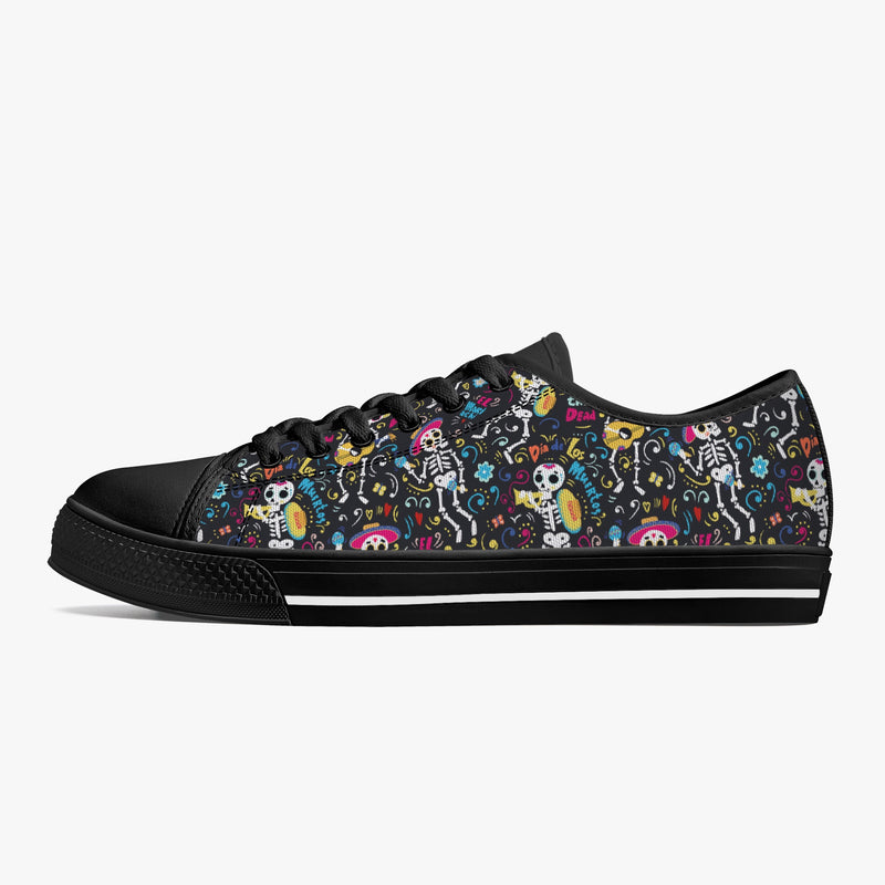 Crake Low Top Fancy Skeletons laced custom prints canvas shoes at RM MYR289