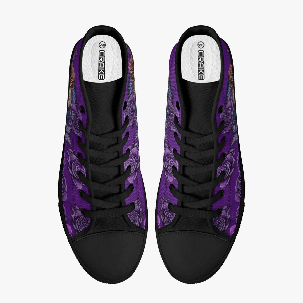 Crake High Top Purple Rose laced custom prints canvas shoes