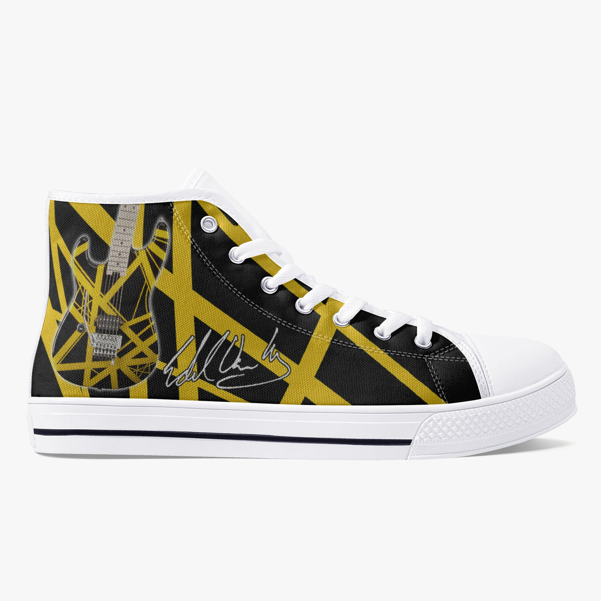 Crake High Top Yellow Guitar laced custom prints canvas shoes