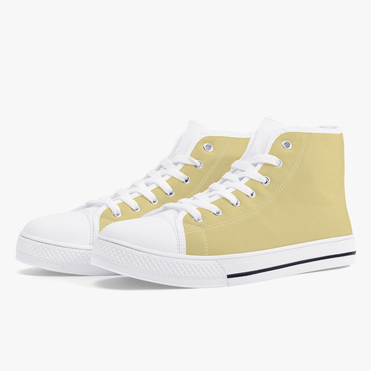 Crake High Top Flaxen laced high top plain color canvas shoes