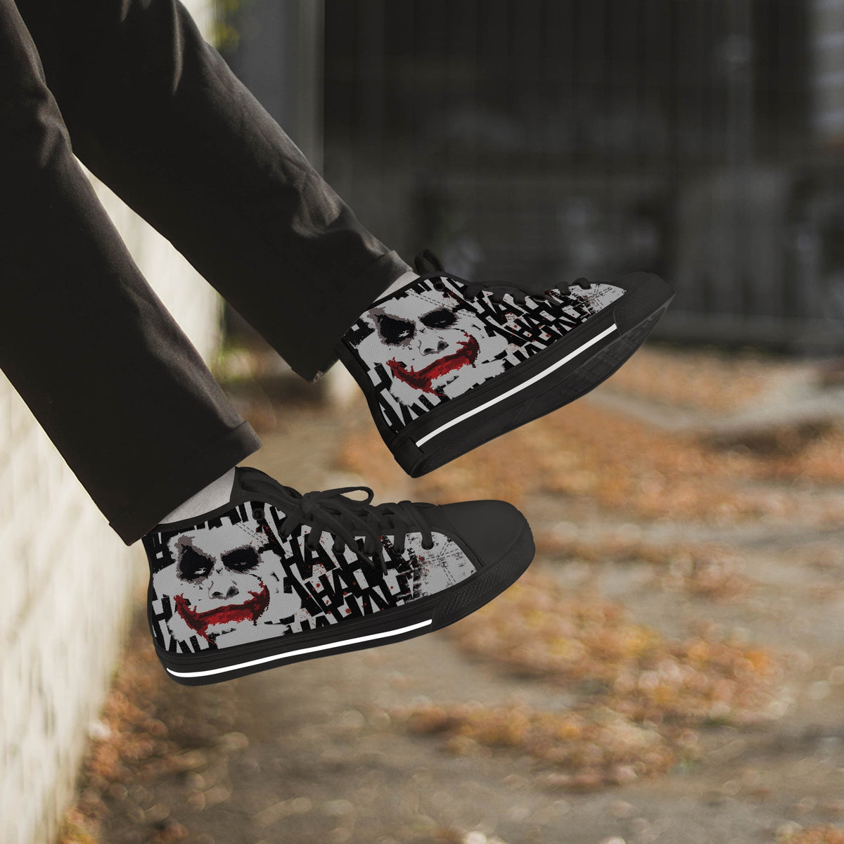 Crake High Top The Clown laced custom prints canvas shoes